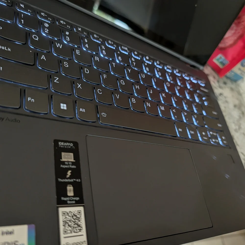 Lenovo Black Laptop with Blue Backlit Keyboard